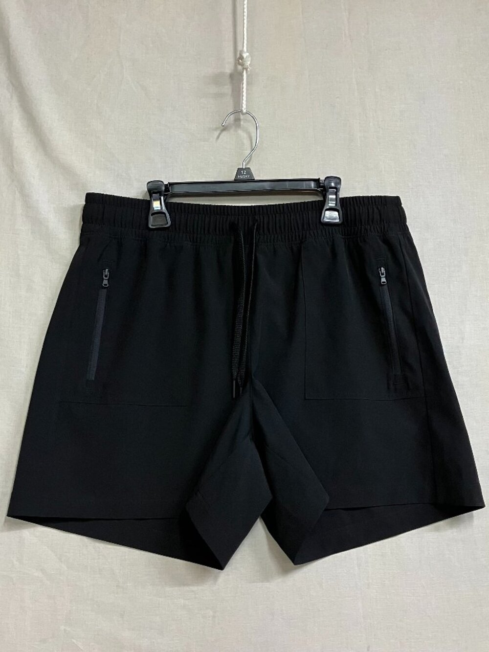Tek Gear DryTEK Athletic Shorts Men M Black Stretch Zip Pocket Elastic Waistband
